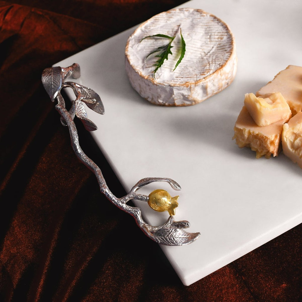 Pomegranate Silver & Gold Պանրի մատուցման սկուտեղ դանակով